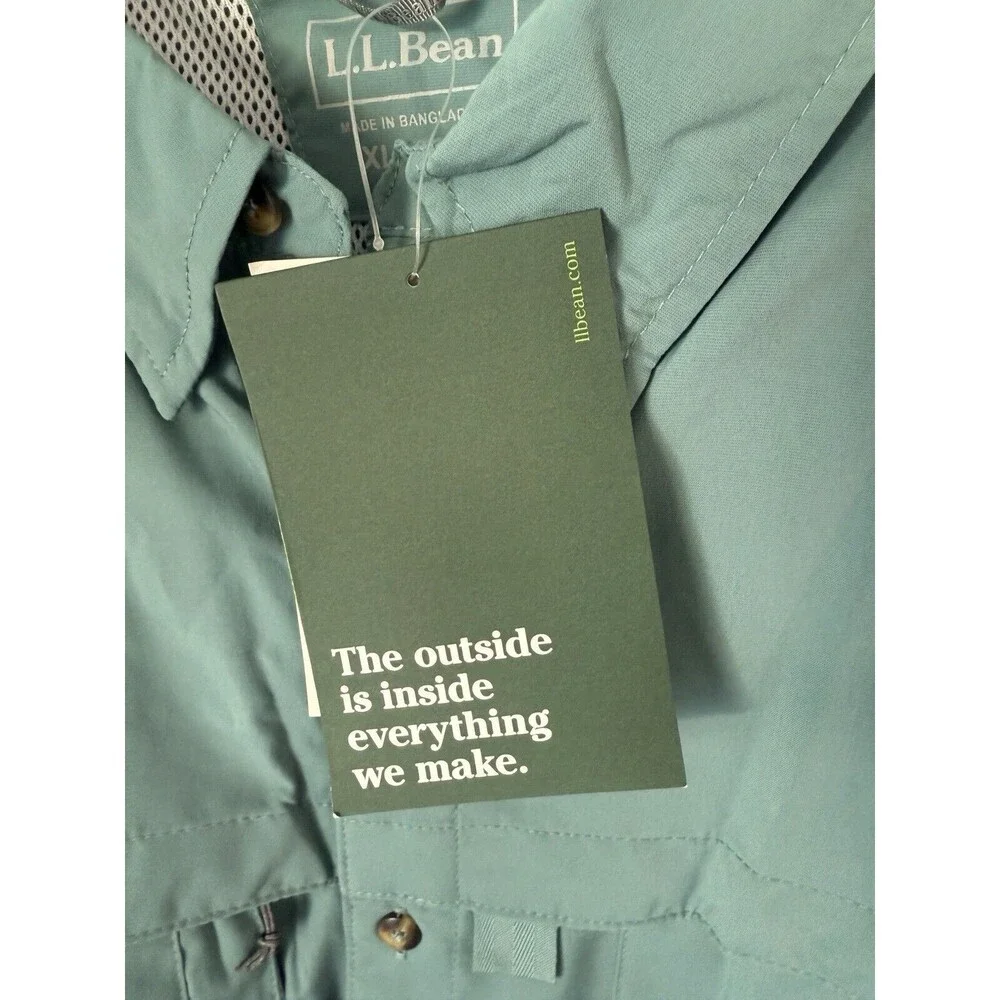 L.L Bean UPF 50+ Tropic Wear Shirt Sun Smart Hiking Short Sleeve XL  Mens‎ NWT